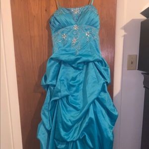 Gorgeous, Long, Blue Prom dress with sparkly crystal beading